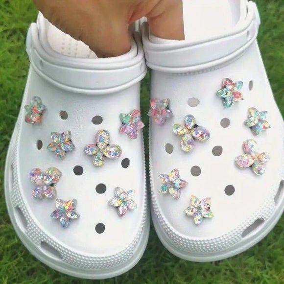 *NEW-14-pcs* Faceted Shiny Bling Flower Floral Shoe Charms for Your Crocs - Picture 2 of 5